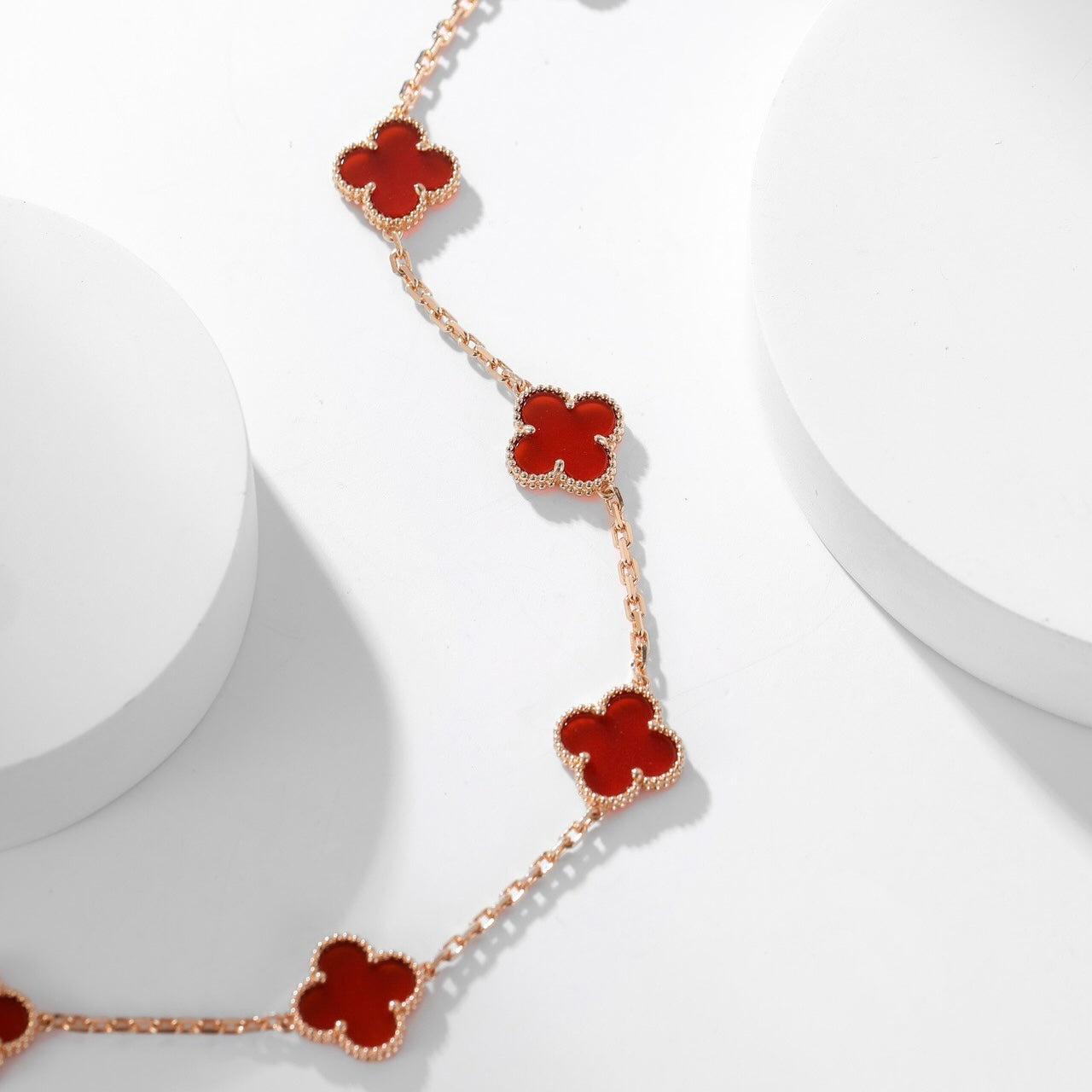 [Noble Aura jewelry]CLOVER 10 MOTIFS CARNELIAN NECKLACE
