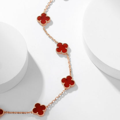[Noble Aura jewelry]CLOVER 10 MOTIFS CARNELIAN NECKLACE