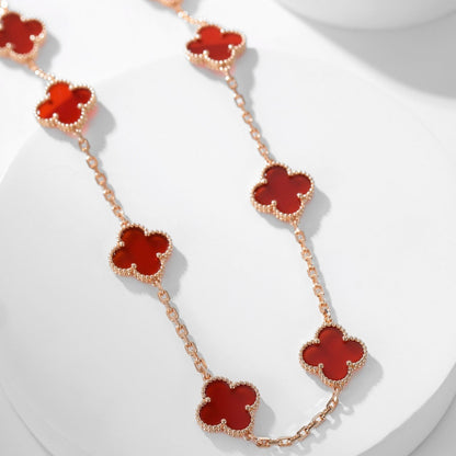 [Noble Aura jewelry]CLOVER 10 MOTIFS CARNELIAN NECKLACE