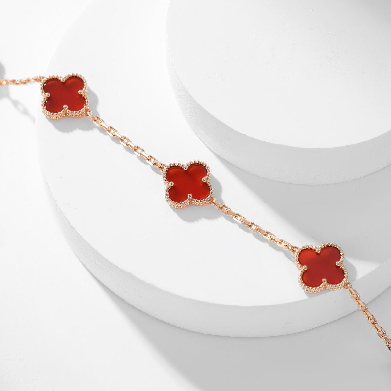 [Noble Aura jewelry]CLOVER 10 MOTIFS CARNELIAN NECKLACE
