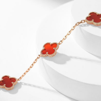 [Noble Aura jewelry]CLOVER 10 MOTIFS CARNELIAN NECKLACE