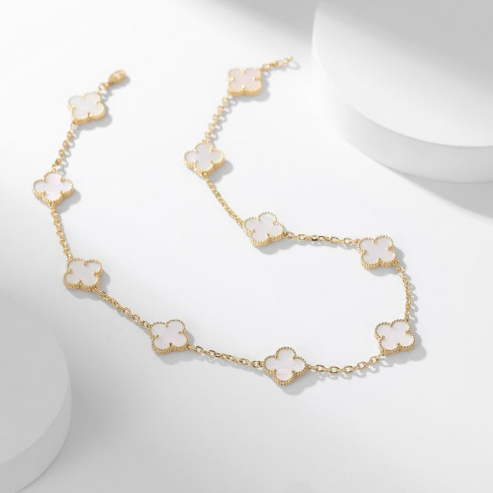 [Noble Aura jewelry]CLOVER 10 MOTIFS WHITE MOTHER OF PEARL NECKLACE