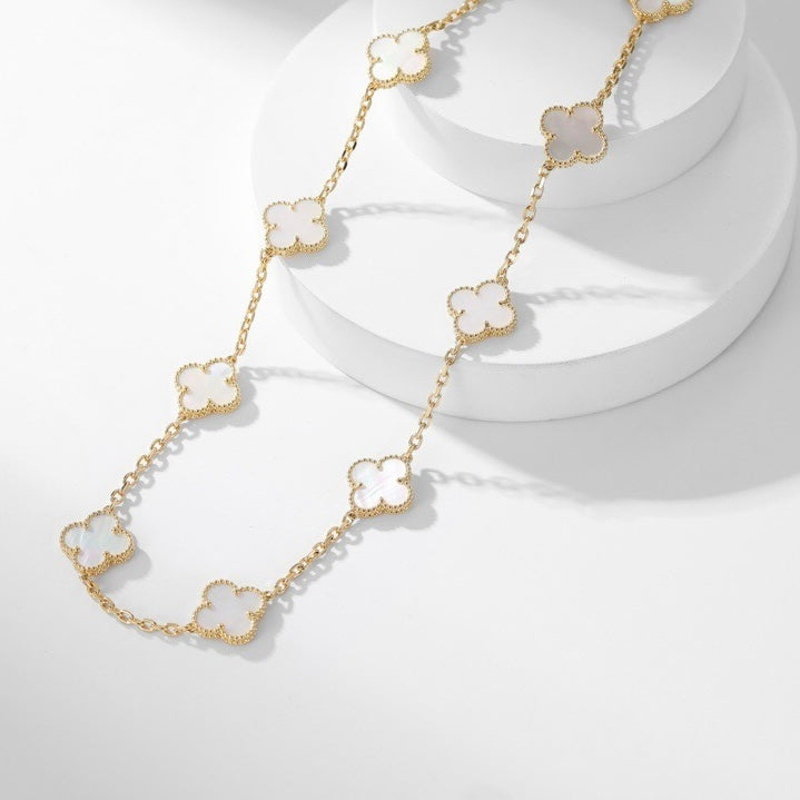 [Noble Aura jewelry]CLOVER 10 MOTIFS WHITE MOTHER OF PEARL NECKLACE