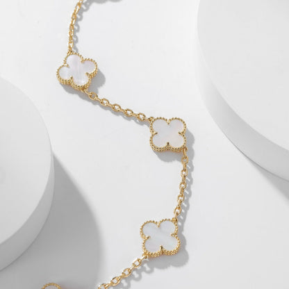 [Noble Aura jewelry]CLOVER 10 MOTIFS WHITE MOTHER OF PEARL NECKLACE