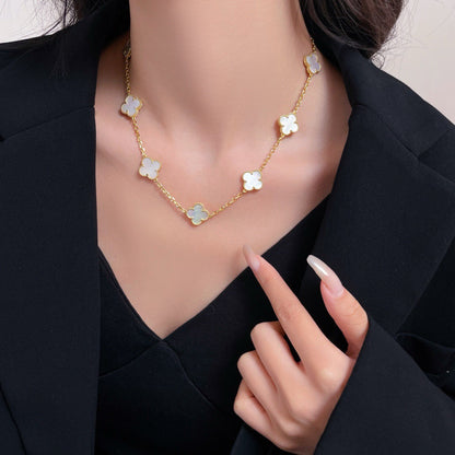 [Noble Aura jewelry]CLOVER 10 MOTIFS WHITE MOTHER OF PEARL NECKLACE