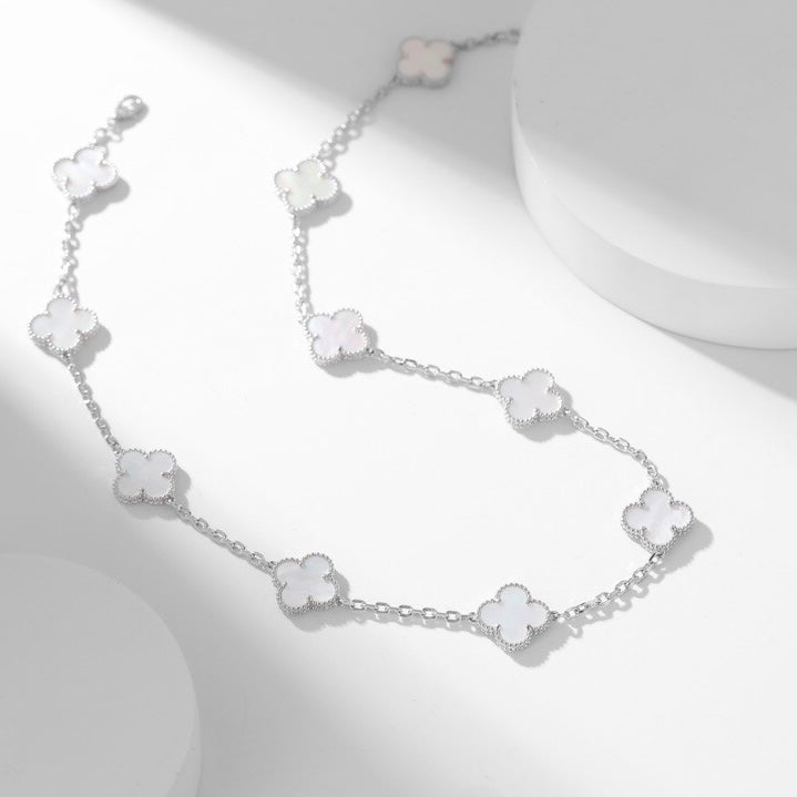 [Noble Aura jewelry]CLOVER 10 MOTIFS WHITE MOTHER OF PEARL NECKLACE