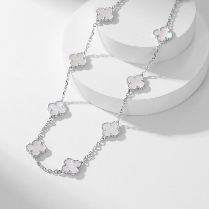 [Noble Aura jewelry]CLOVER 10 MOTIFS WHITE MOTHER OF PEARL NECKLACE