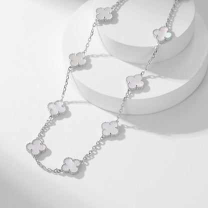 [Noble Aura jewelry]CLOVER 10 MOTIFS WHITE MOTHER OF PEARL NECKLACE