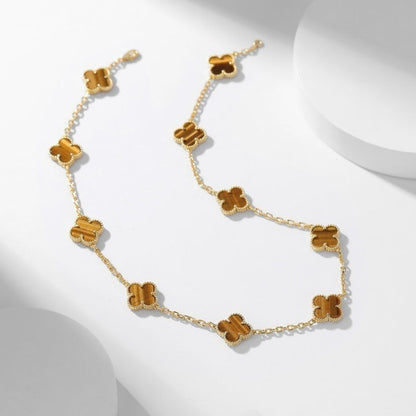 [Noble Aura jewelry]CLOVER 10 MOTIFS TIGER EYE NECKLACE
