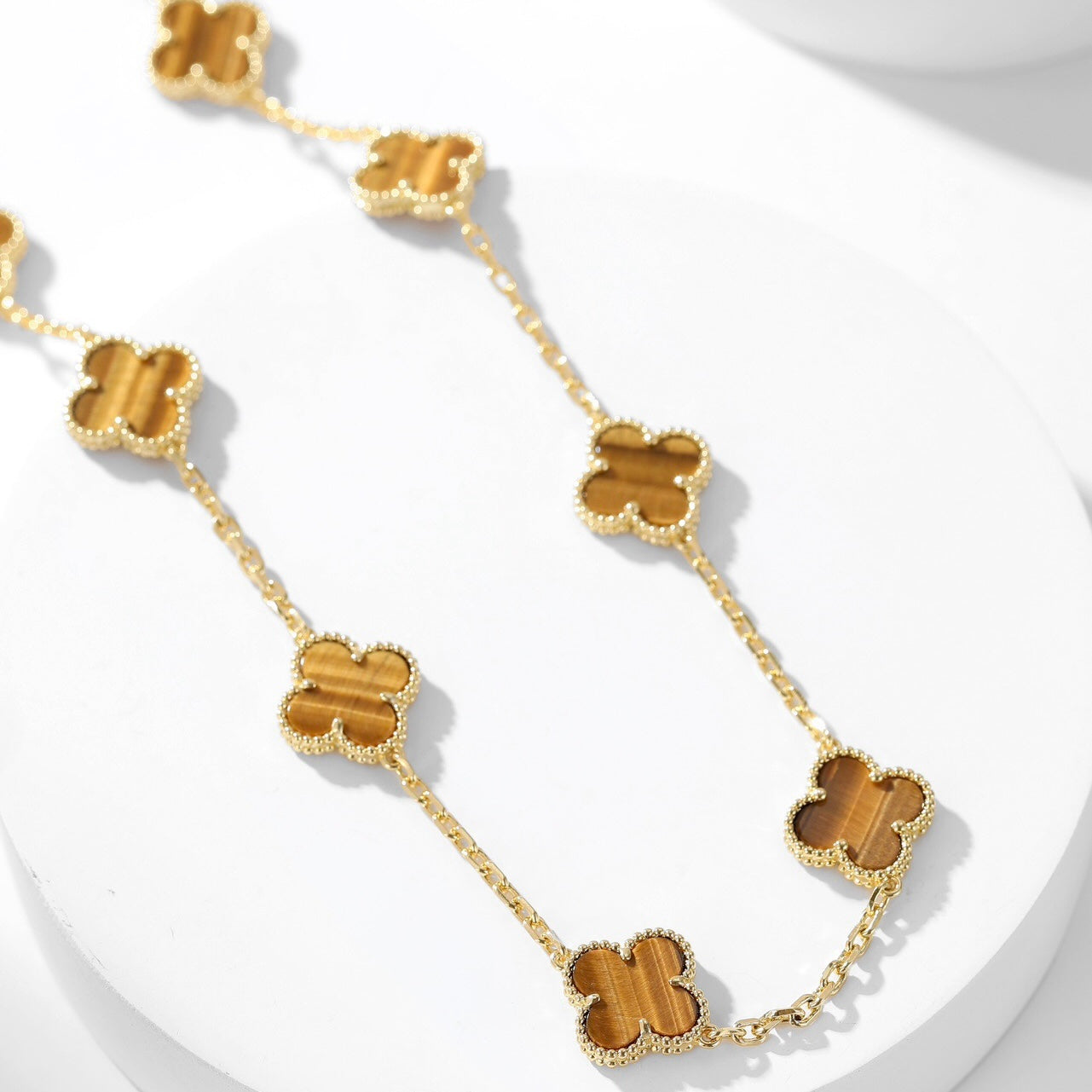 [Noble Aura jewelry]CLOVER 10 MOTIFS TIGER EYE NECKLACE