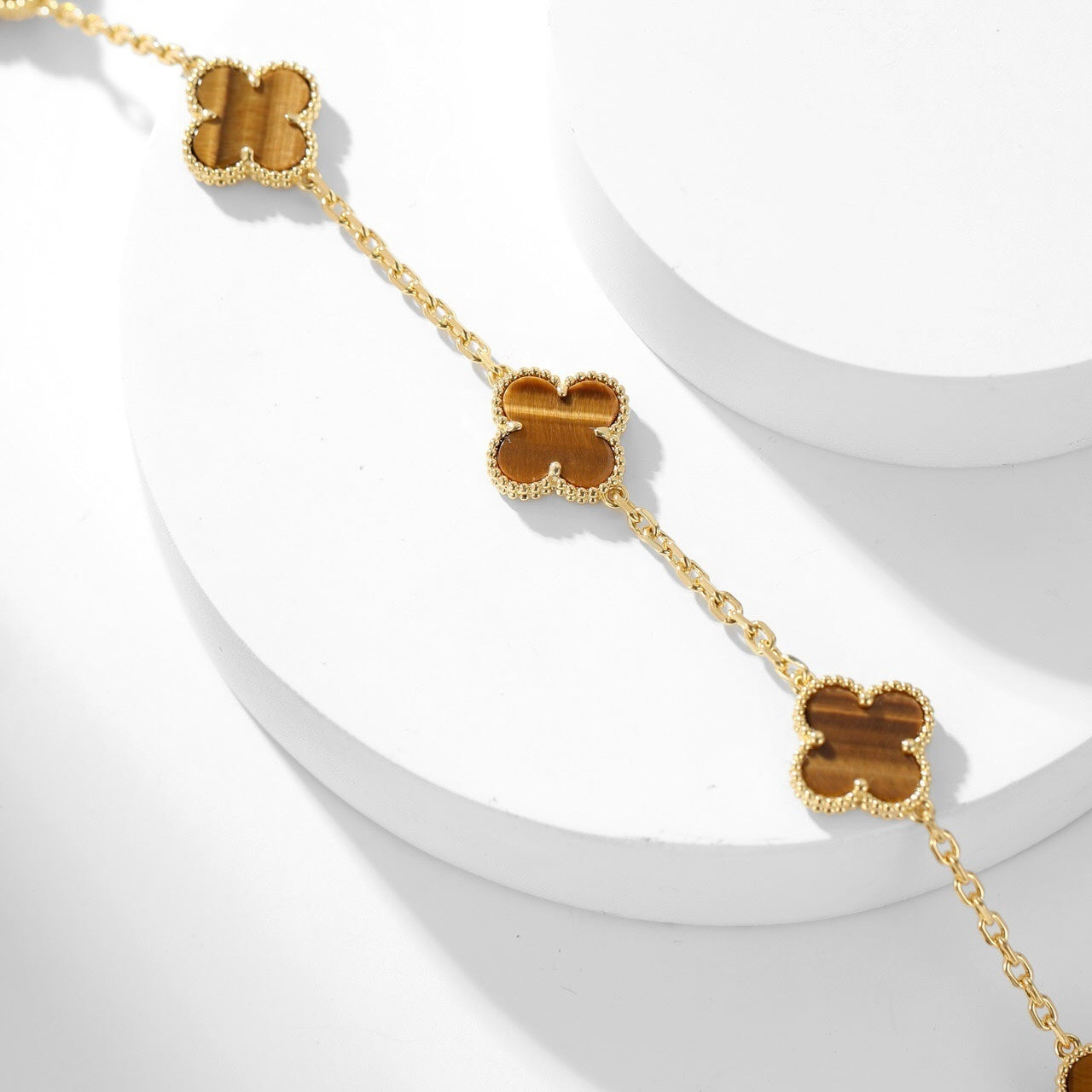 [Noble Aura jewelry]CLOVER 10 MOTIFS TIGER EYE NECKLACE