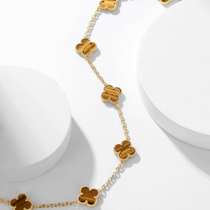 [Noble Aura jewelry]CLOVER 10 MOTIFS TIGER EYE NECKLACE