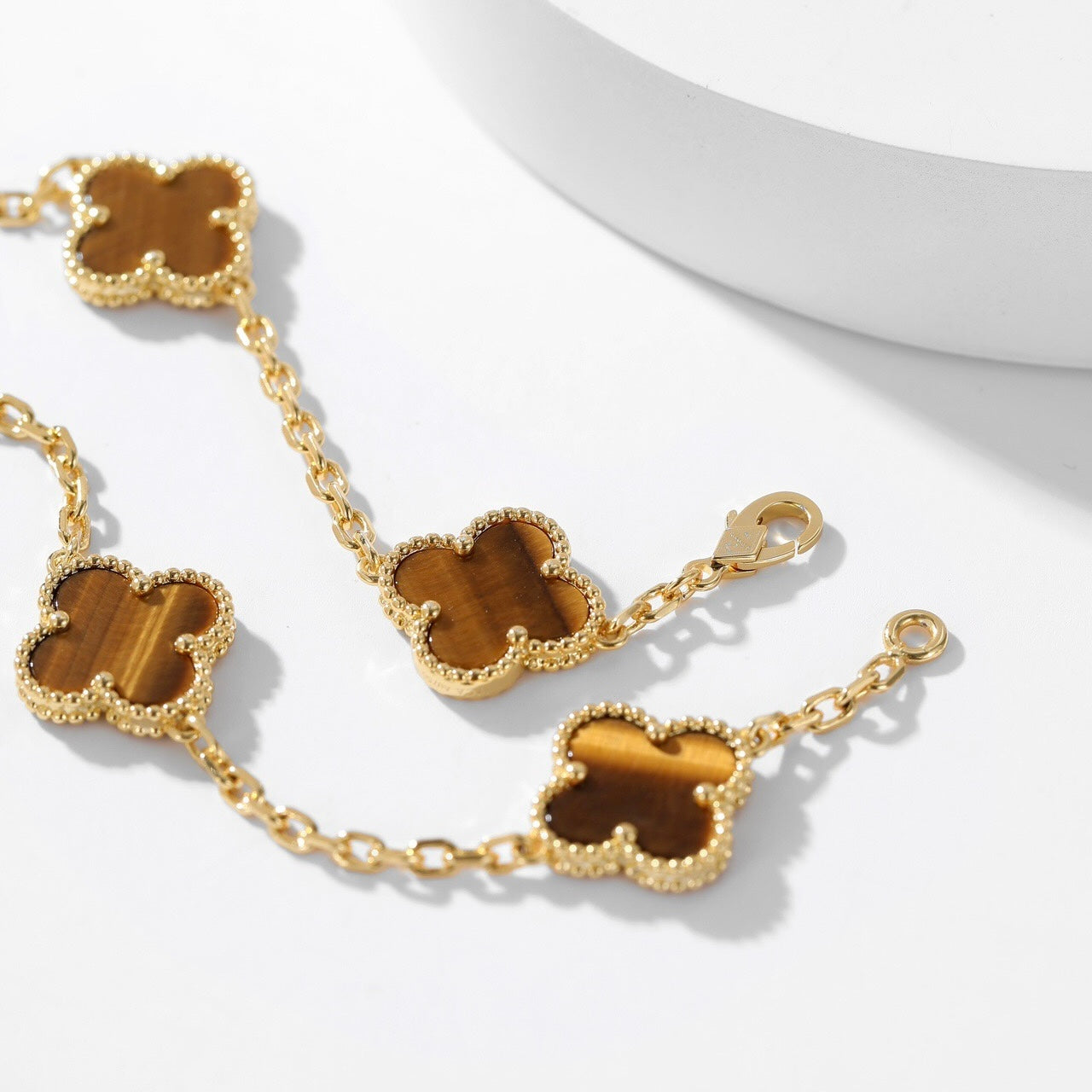 [Noble Aura jewelry]CLOVER 10 MOTIFS TIGER EYE NECKLACE