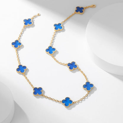[Noble Aura jewelry]CLOVER 10 MOTIFS BLUE AGATE NECKLACE