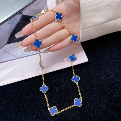 [Noble Aura jewelry]CLOVER 10 MOTIFS BLUE AGATE NECKLACE