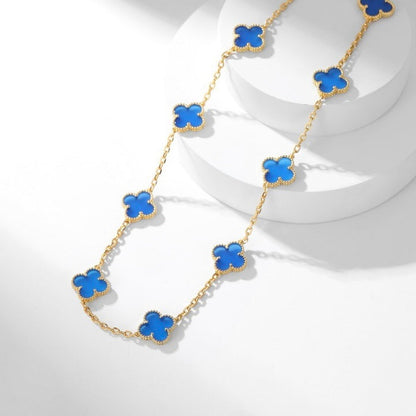 [Noble Aura jewelry]CLOVER 10 MOTIFS BLUE AGATE NECKLACE
