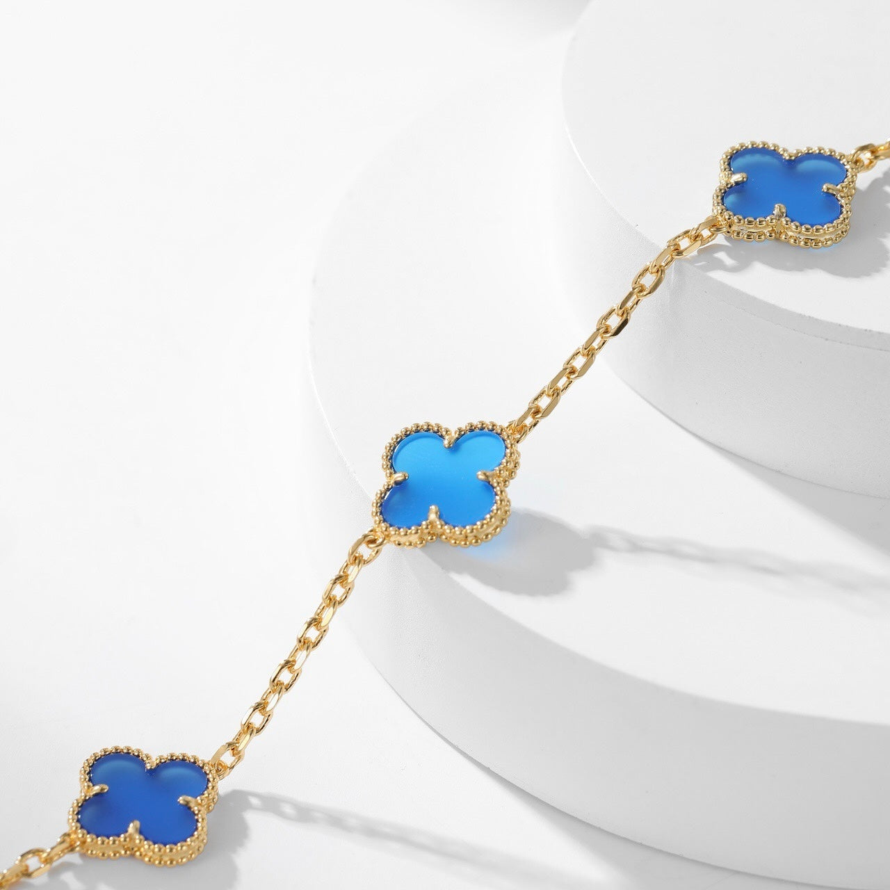 [Noble Aura jewelry]CLOVER 10 MOTIFS BLUE AGATE NECKLACE