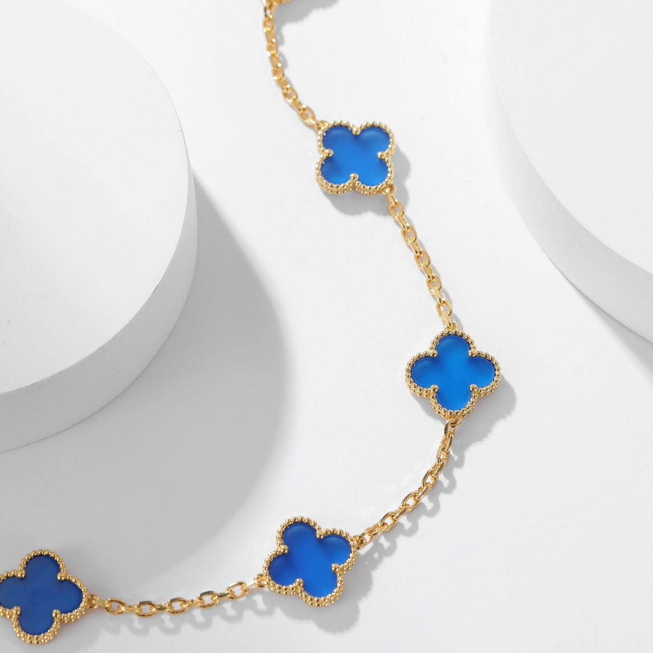 [Noble Aura jewelry]CLOVER 10 MOTIFS BLUE AGATE NECKLACE