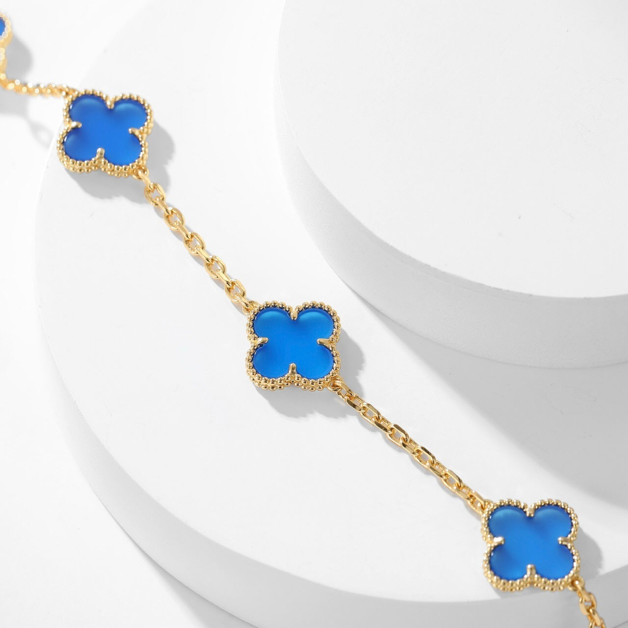 [Noble Aura jewelry]CLOVER 10 MOTIFS BLUE AGATE NECKLACE