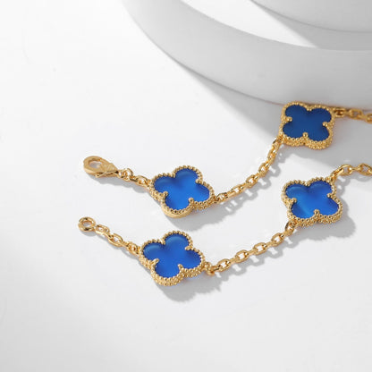 [Noble Aura jewelry]CLOVER 10 MOTIFS BLUE AGATE NECKLACE