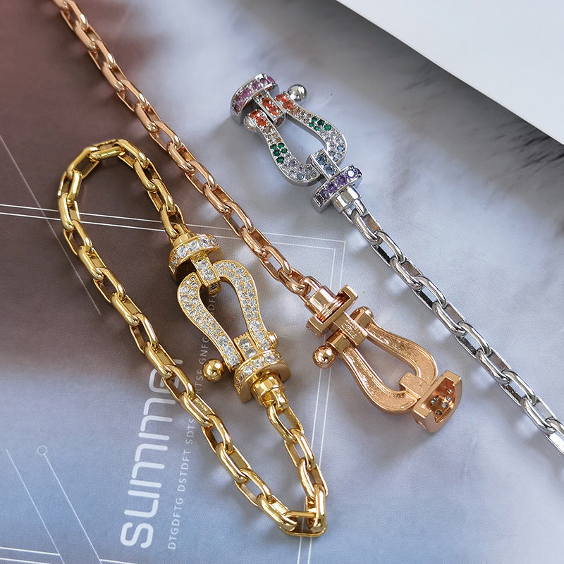 [Noble Aura jewelry]FORCE LARGE HORSESHOE CLASP  METAL BRACELET