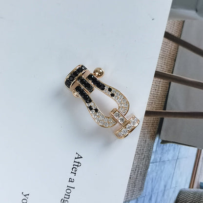 [Noble Aura jewelry]FORCE LARGE HORSESHOE BLACK WHITE DIAMOND BRACELET ROSE GOLD