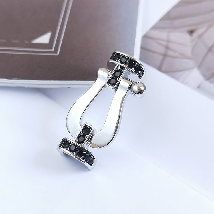 [Noble Aura jewelry]FORCE LARGE HORSESHOE BLACK DIAMOND BRACELET SILVER