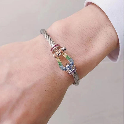 [Noble Aura jewelry]FORC LARGE HORSESHOE  COLORED DIAMOND BRACELET SILVER