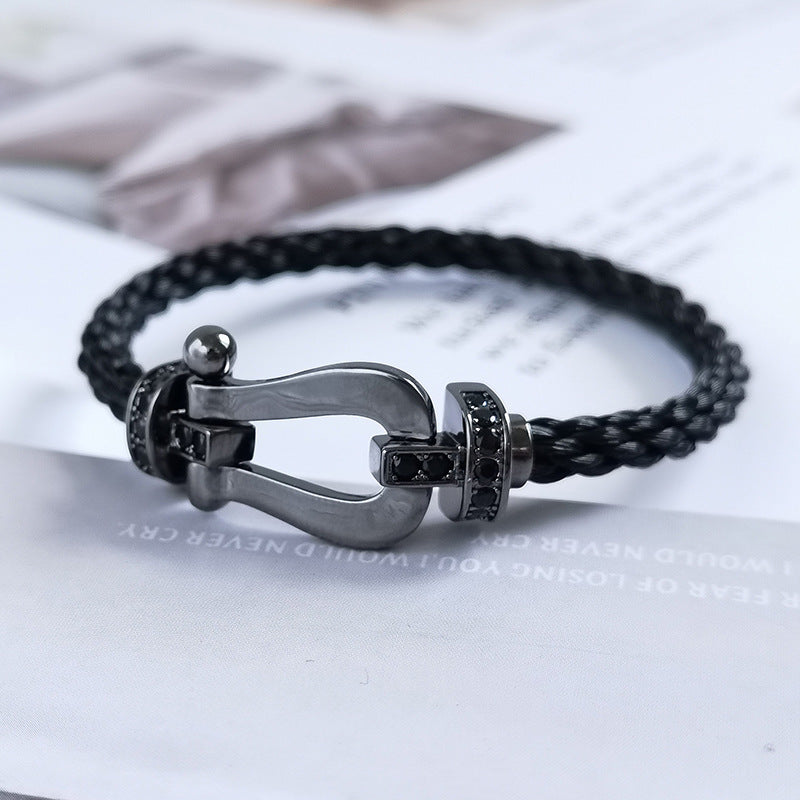 [Noble Aura jewelry]FORCE LARGE SERIES HORSESHOE BLACK SAMURAI BRACELET