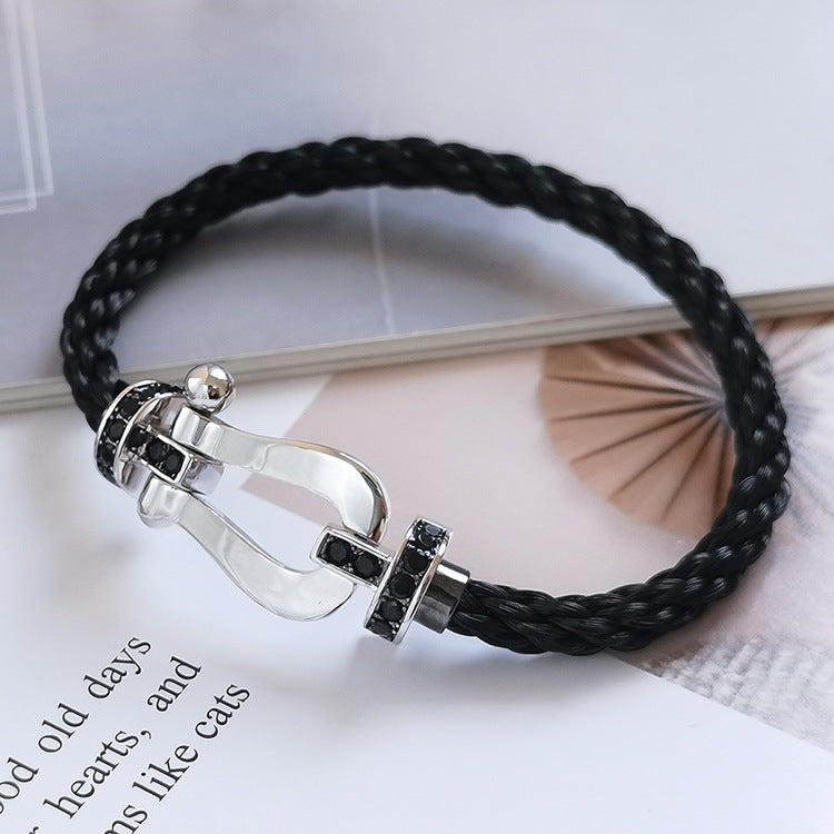 [Noble Aura jewelry]FORCE LARGE HORSESHOE BLACK DIAMOND BRACELET SILVER