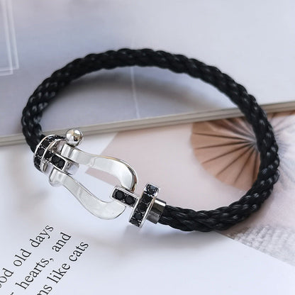 [Noble Aura jewelry]FORCE LARGE HORSESHOE BLACK DIAMOND BRACELET SILVER