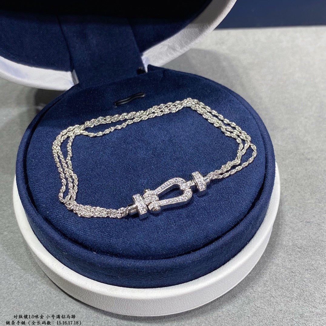 [Noble Aura jewelry]FORCE SMALL HORSESHOE  DIAMOND CHAIN ROPE BRACELET
