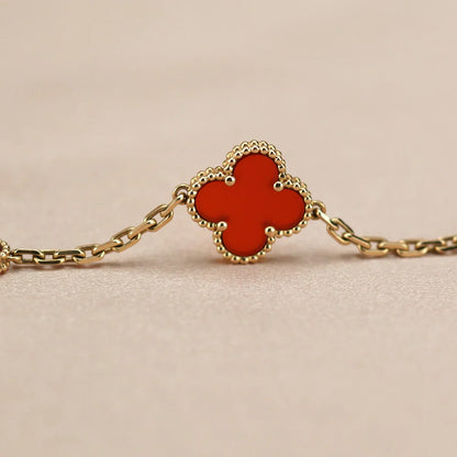 [Noble Aura jewelry] CLOVER 5 MOTIF RED CORNELIAN BRACELET COLLECTION
