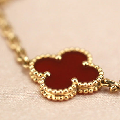 [Noble Aura jewelry] CLOVER 5 MOTIF RED CORNELIAN BRACELET COLLECTION
