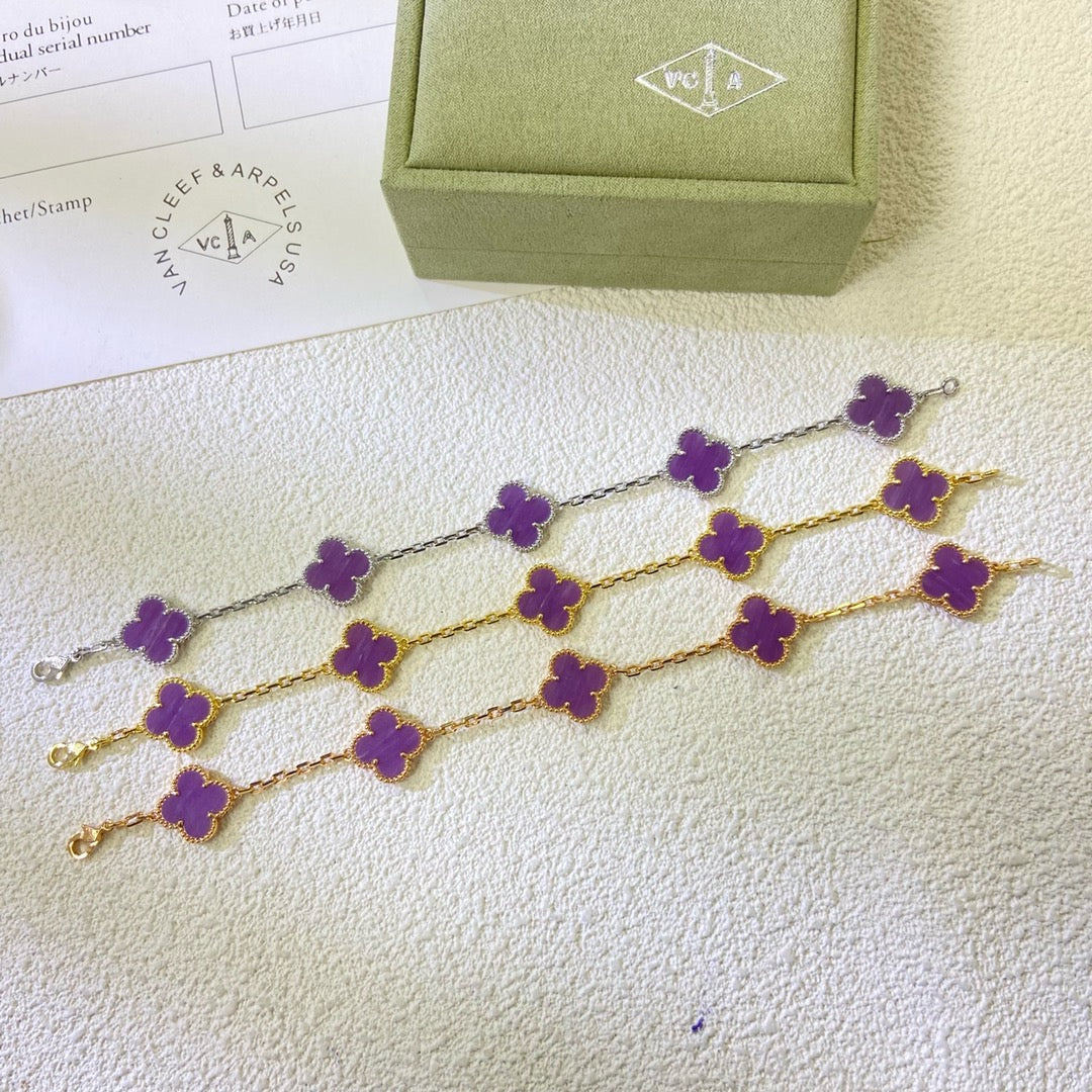 [Noble Aura jewelry]CLOVER  5 MOTIFS  PURPLE VIOLET BRACELET