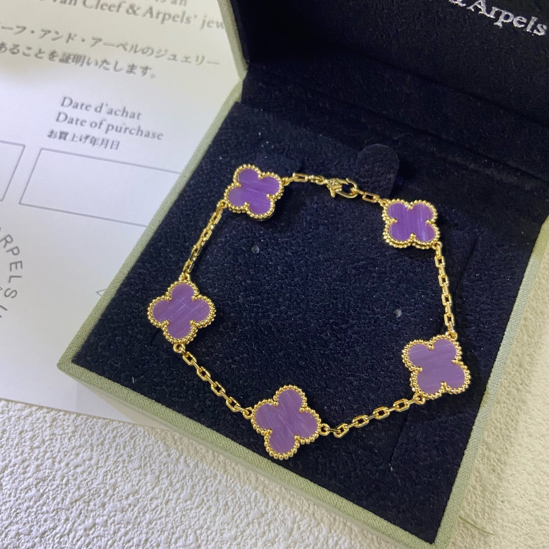 [Noble Aura jewelry]CLOVER  5 MOTIFS  PURPLE VIOLET BRACELET