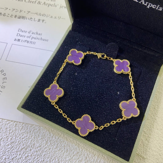 [Noble Aura jewelry]CLOVER  5 MOTIFS  PURPLE VIOLET BRACELET