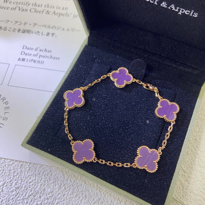[Noble Aura jewelry]CLOVER  5 MOTIFS  PURPLE VIOLET BRACELET