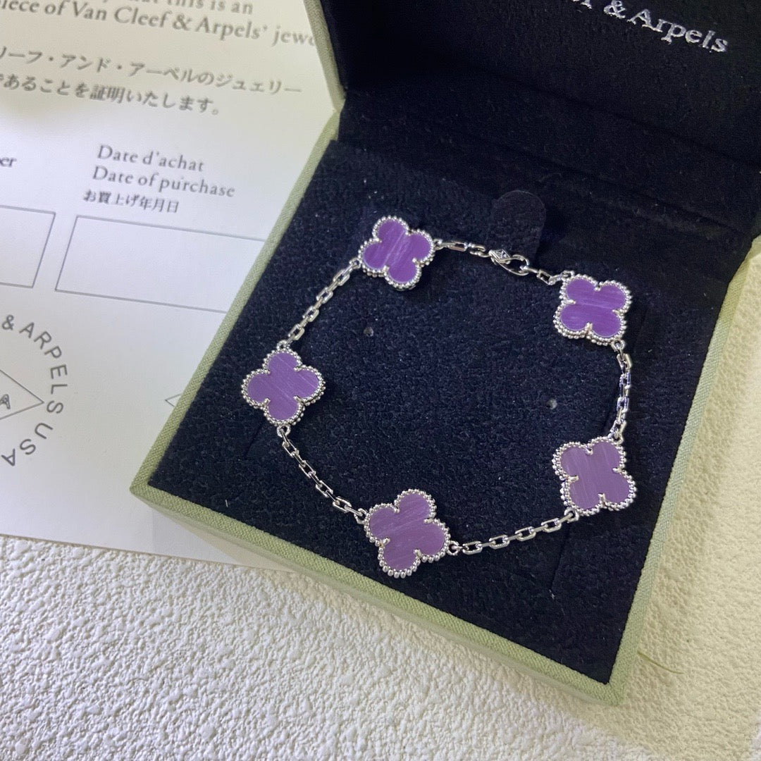 [Noble Aura jewelry]CLOVER  5 MOTIFS  PURPLE VIOLET BRACELET