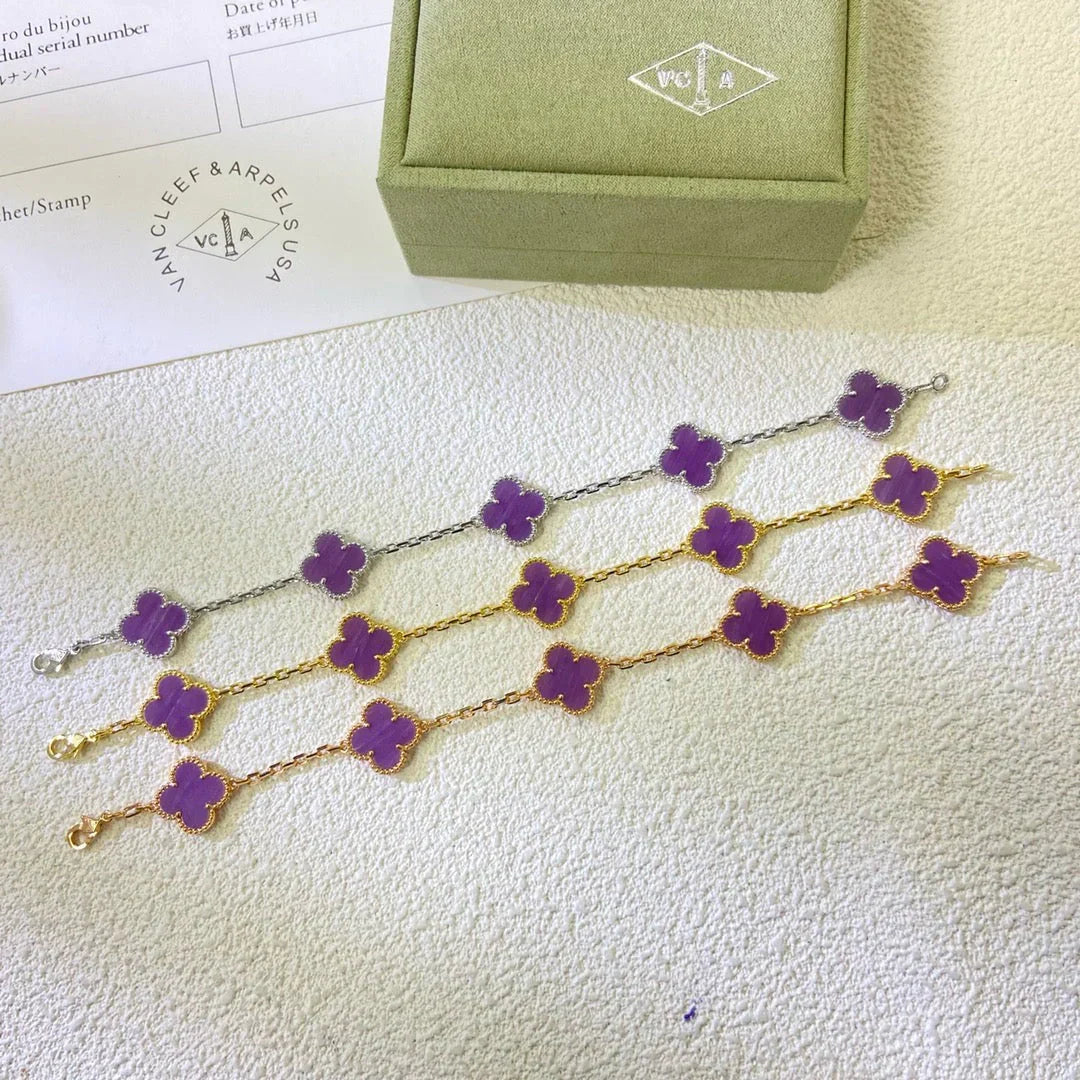 [Noble Aura jewelry] CLOVER 5 MOTIF VIOLET BRACELET COLLECTION