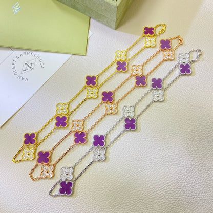 [Noble Aura jewelry]CLOVER 10 MOTIFS  PURPLE VIOLET DIAMOND NECKLACE