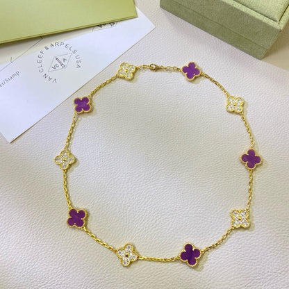 [Noble Aura jewelry]CLOVER 10 MOTIFS  PURPLE VIOLET DIAMOND NECKLACE