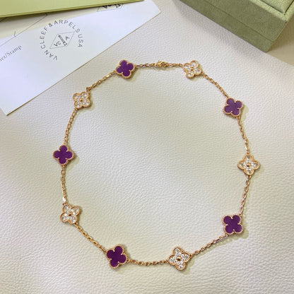 [Noble Aura jewelry]CLOVER 10 MOTIFS  PURPLE VIOLET DIAMOND NECKLACE
