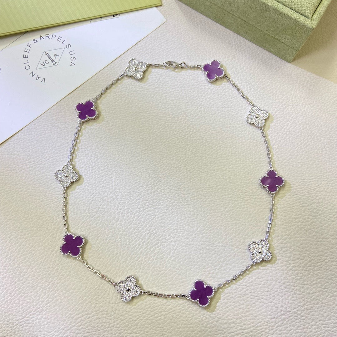 [Noble Aura jewelry]CLOVER 10 MOTIFS  PURPLE VIOLET DIAMOND NECKLACE