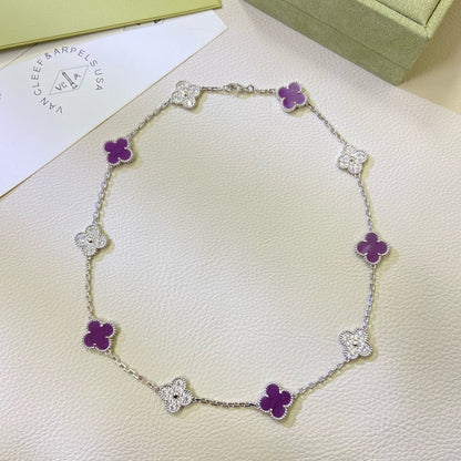 [Noble Aura jewelry]CLOVER 10 MOTIFS  PURPLE VIOLET DIAMOND NECKLACE