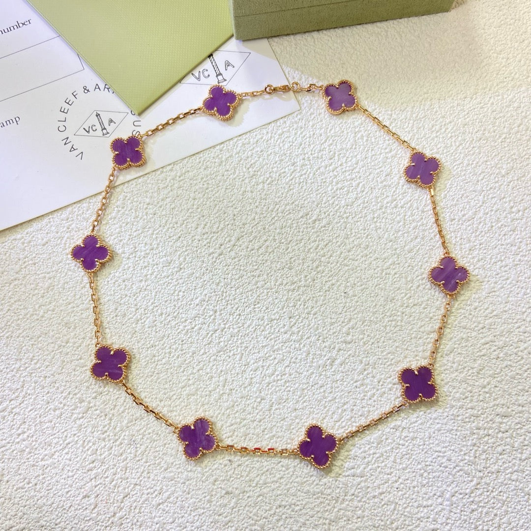 [Noble Aura jewelry]CLOVER 10 MOTIFS  PURPLE VIOLET  NECKLACE