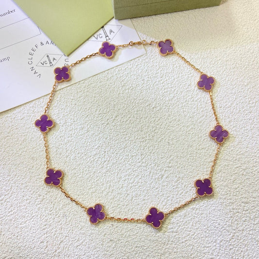 [Noble Aura jewelry]CLOVER 10 MOTIFS  PURPLE VIOLET  NECKLACE