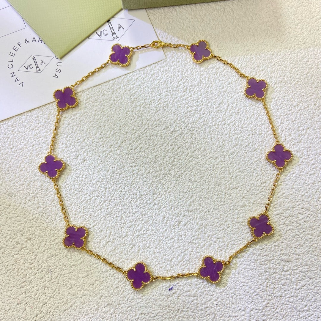 [Noble Aura jewelry]CLOVER 10 MOTIFS  PURPLE VIOLET  NECKLACE