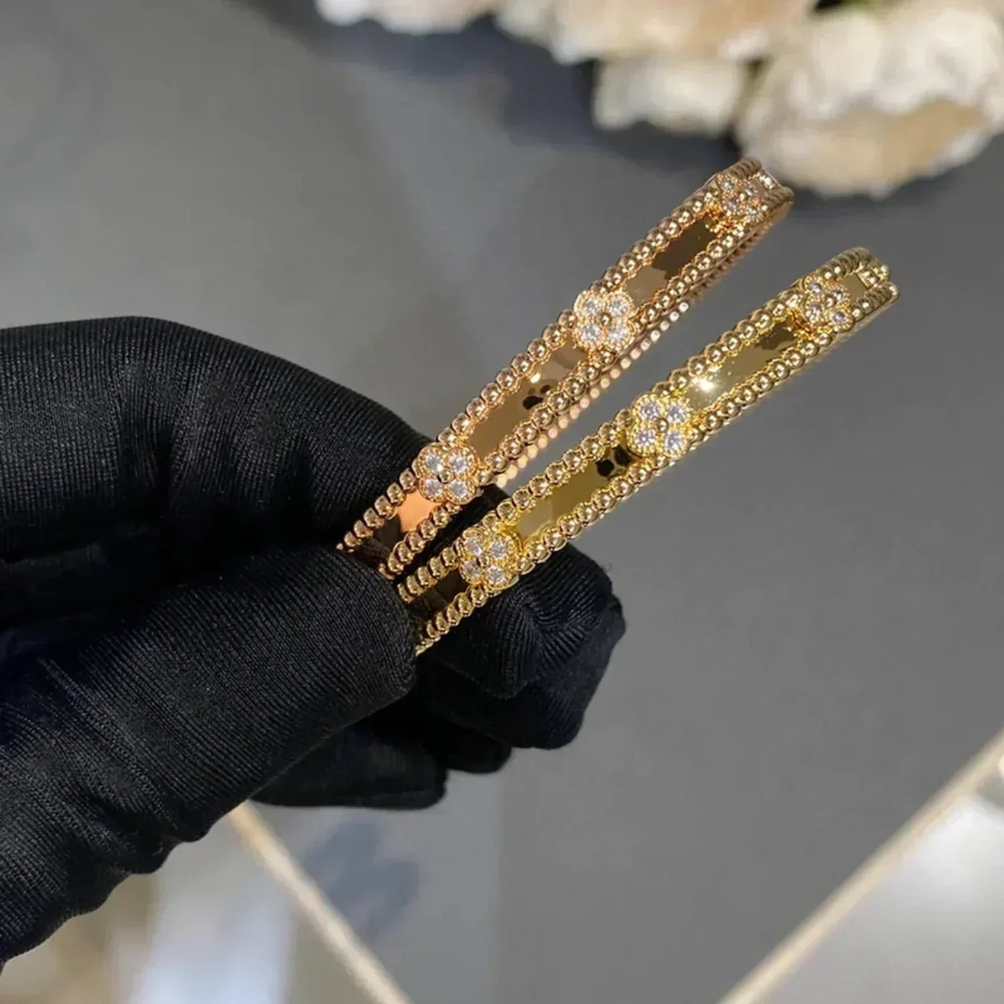 [Noble Aura jewelry]CLOVER BRACELET 4MM DIAMONDS