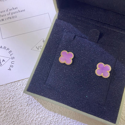 [Noble Aura jewelry]CLOVER MINI 9.5MM  PURPLE VIOLET EARRINGS